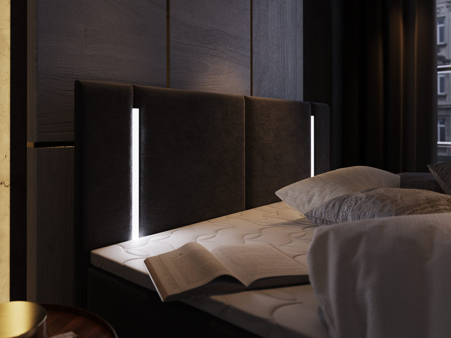 Erstaunliches ALBAHEADBOARD Boxspringbett mit LED-Licht