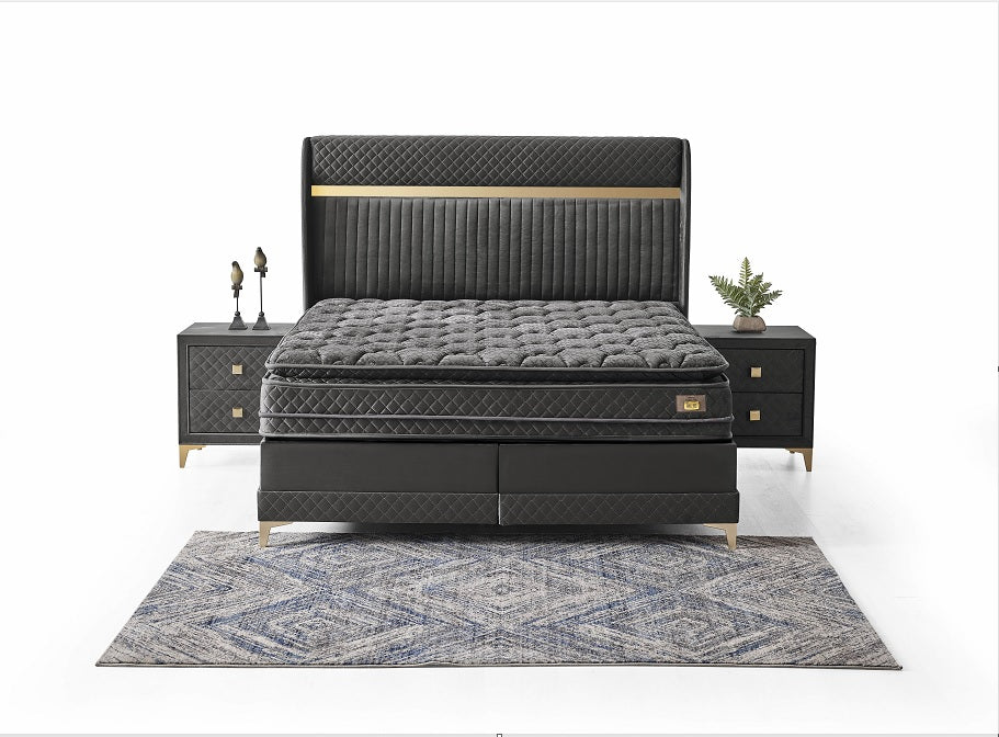 Wunderschönes Boxspringbett Platinum in Schwarz