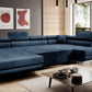U-förmiges Sofa mit Bettfunktion und Stauraum in der Farbe Blau