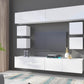 Schöne TV-Lounge mit moderner Galaxy 5-Wohnwand in weißer Farbe mit LED-TV