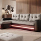 Wunderschöner Wohnbereich Las Vegas mit Bettfunktion und LED-Licht in den Farben Grau und Rot
