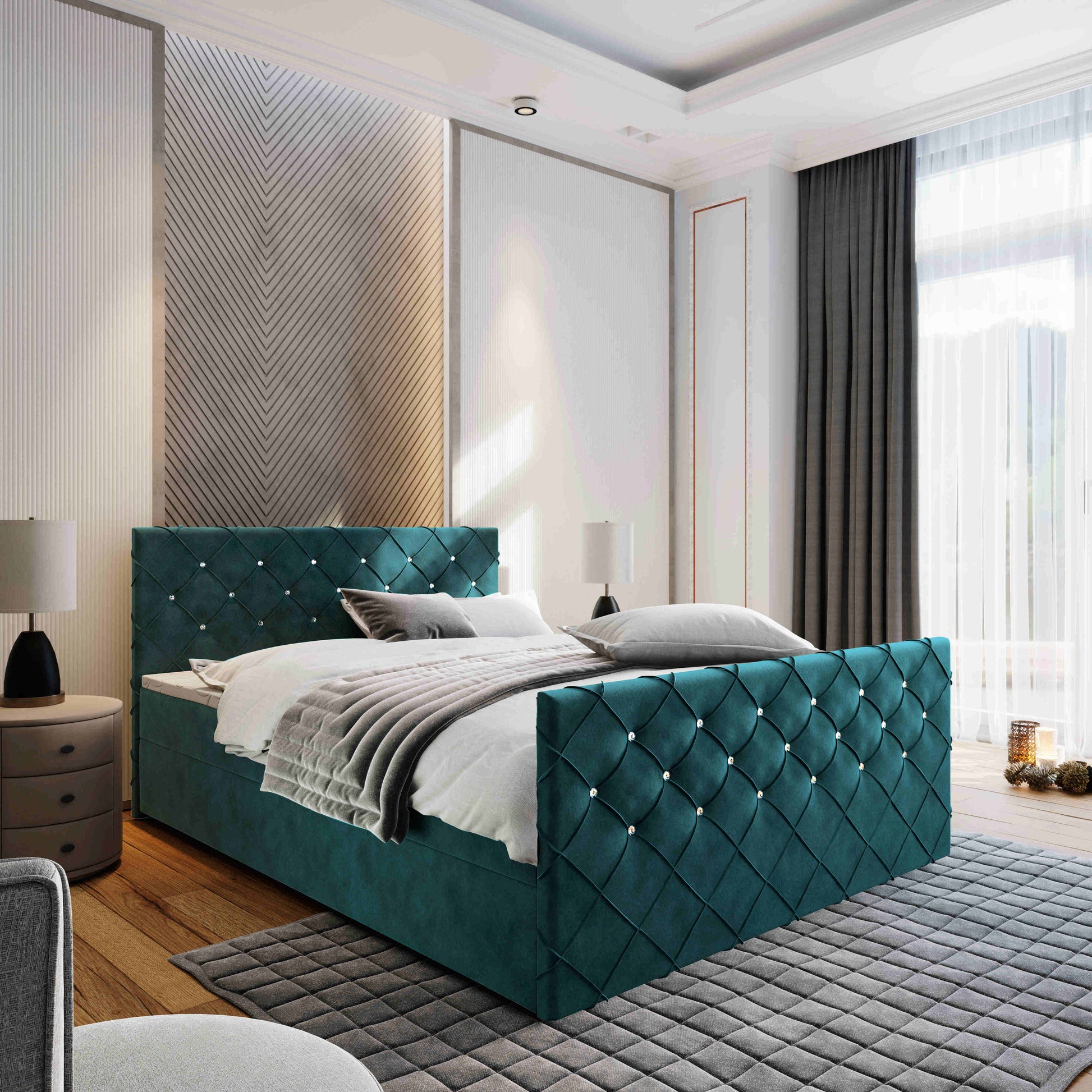 Wunderschönes Boxspringbett Mandi in der Farbe C Green