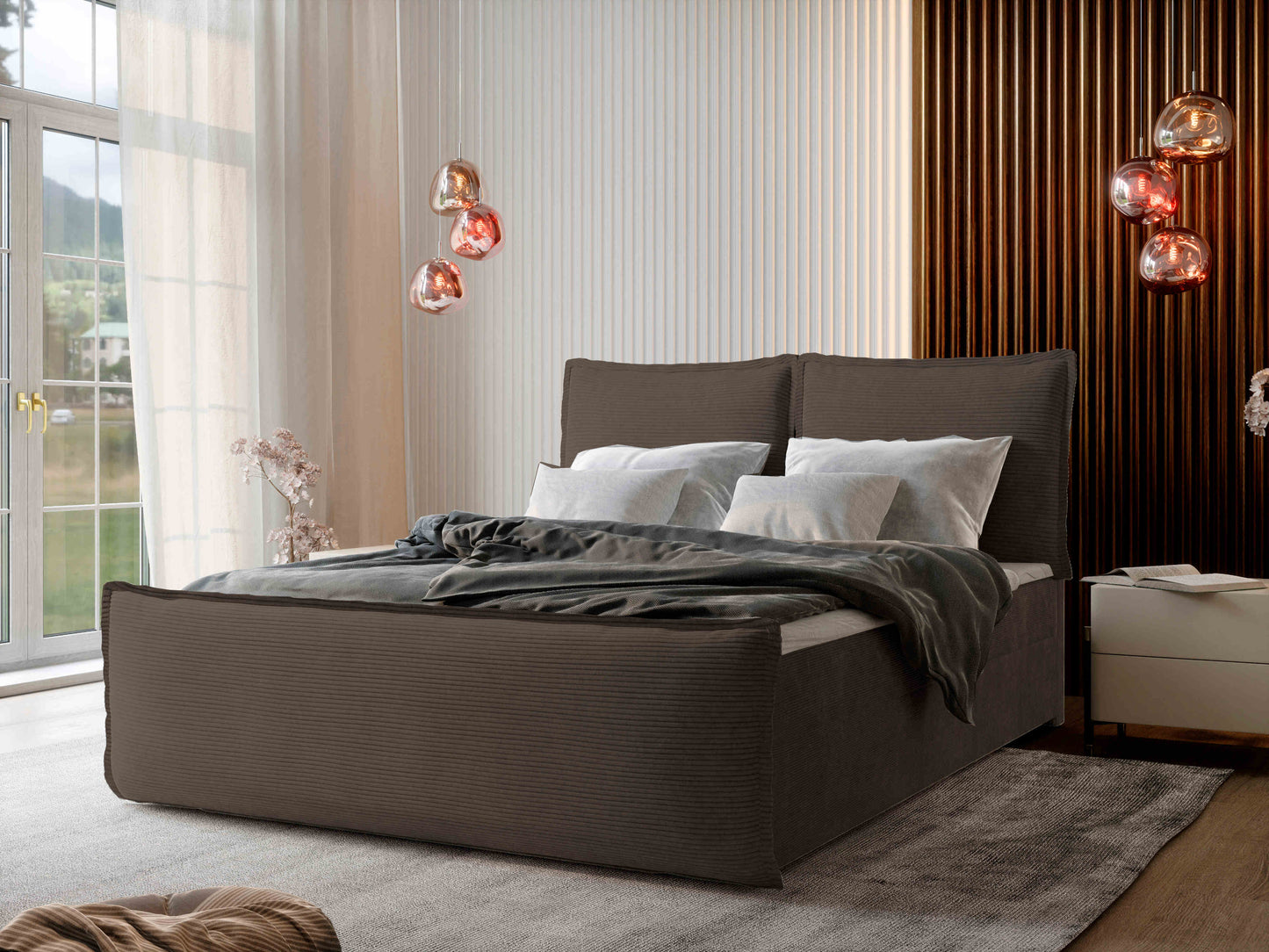 Wunderschönes Boxspringbett Monta in brauner Farbe