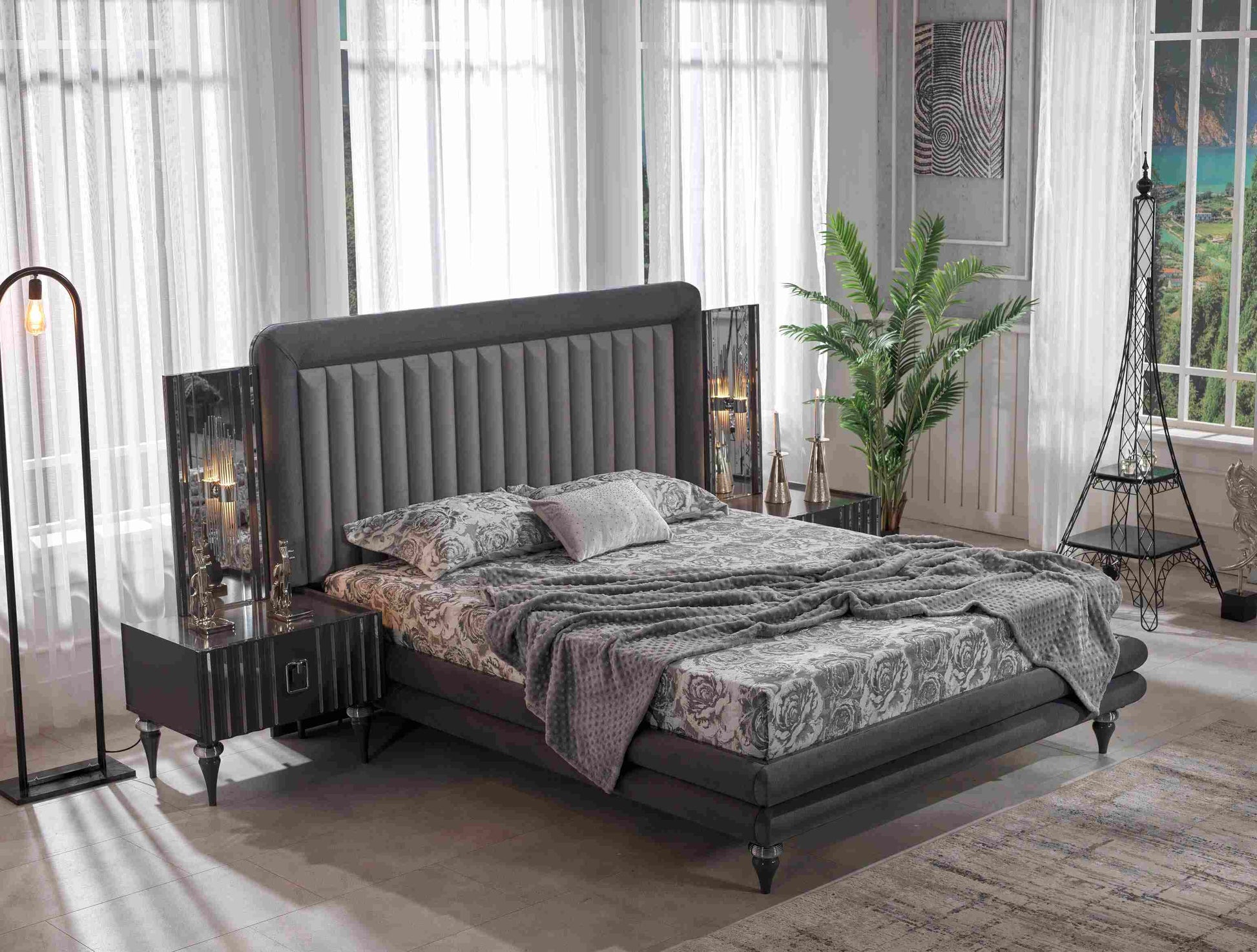 Komplettes Schlafzimmer mit Antoryum-Doppelbett