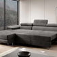 Wunderschöne Wohnlandschaft Amaro mit wunderschönem L-förmigen verstellbaren Sofa in grauer Farbe