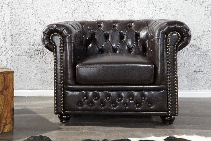 Einzelsofa aus braunem Chesterfield-Sofaset York