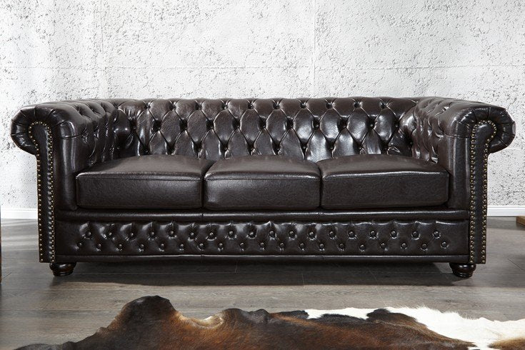 Braunes Sofaset Chesterfield Sofaset York