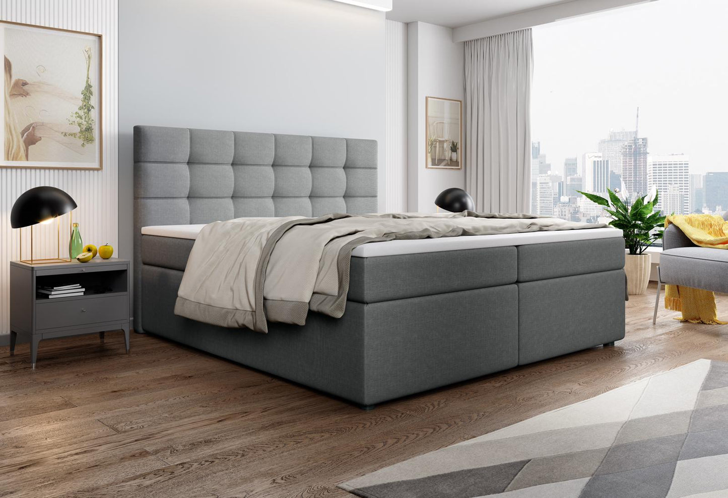 Wunderschönes Boxspringbett Palma in der Farbe Grau