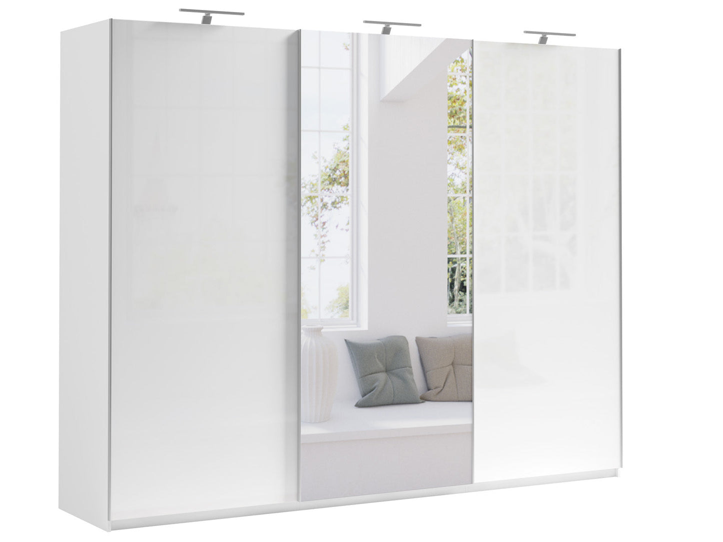 Wunderschöner großer Kleiderschrank MOORE 5 in weißer Farbe mit Spiegel