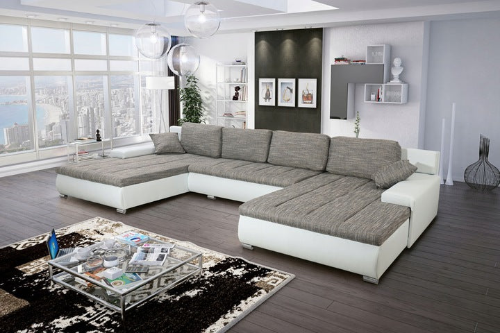 Wunderschöne U-Form Ecksofa Couch Latino-U mit Bettfunktion